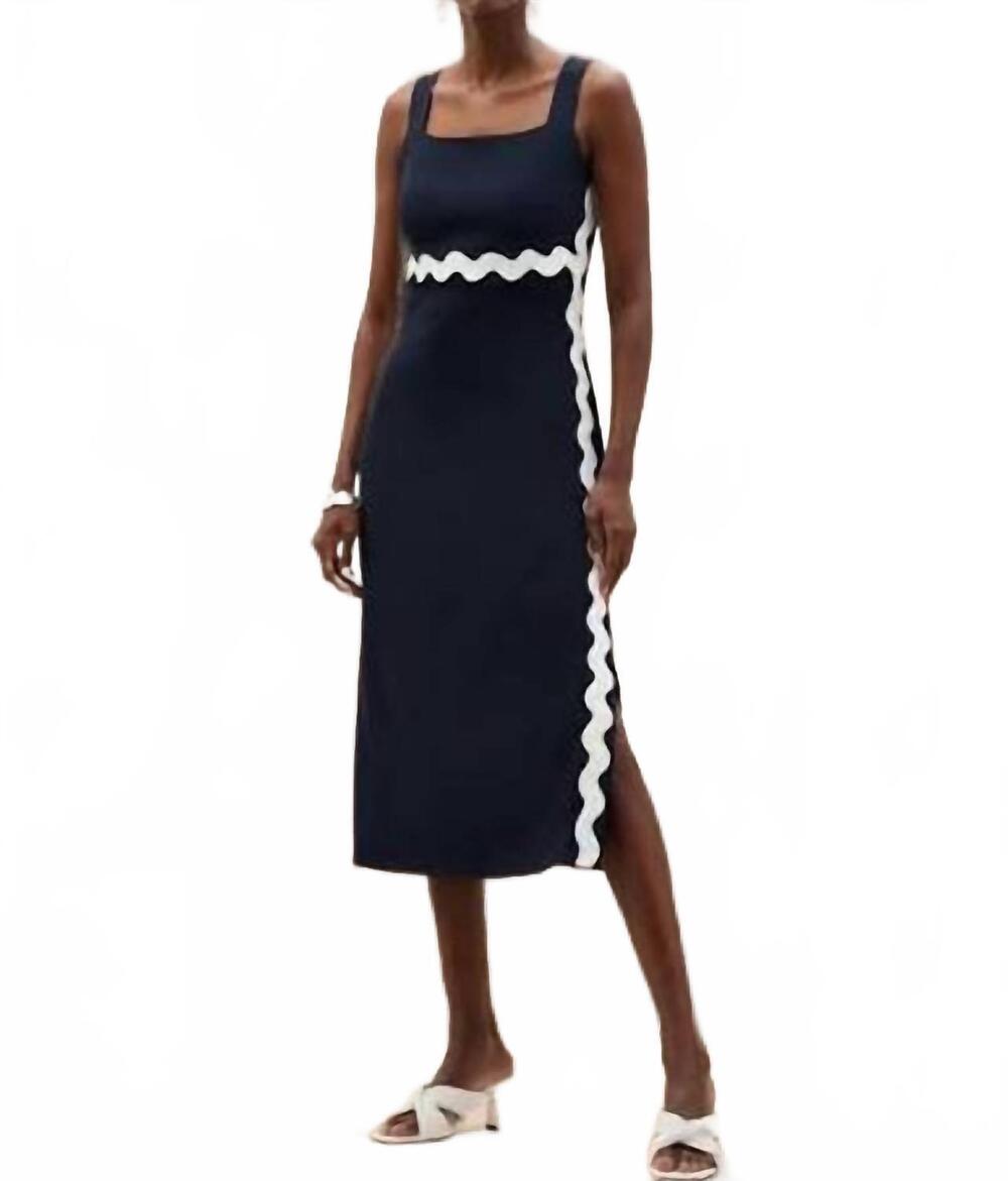 NEW JOSEPH RIBKOFF midi a-line dress in navy
